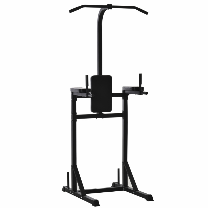 HOMCOM Power Tower Palestra Multifunzione in Acciaio con Impugnature Imbottite, 110x97x227cm - Nero