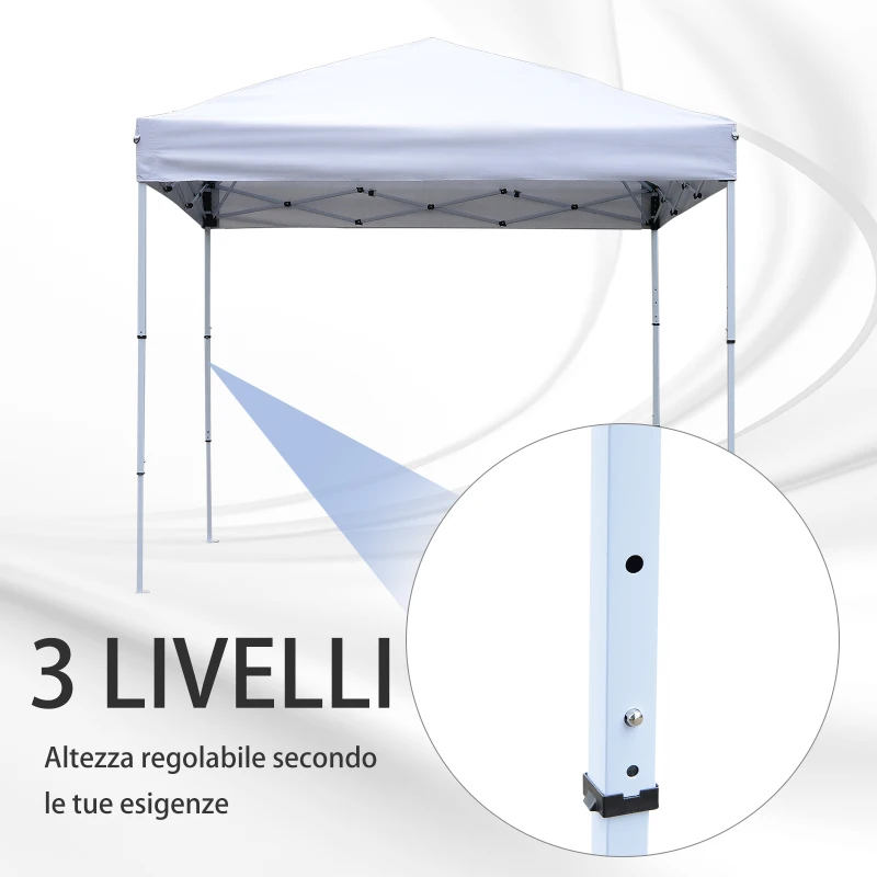 Outsunny Gazebo Pieghevole Impermeabile con Corde e Picchetti Rivestimento in Oxford 2.45 x 2.45 m Bianco