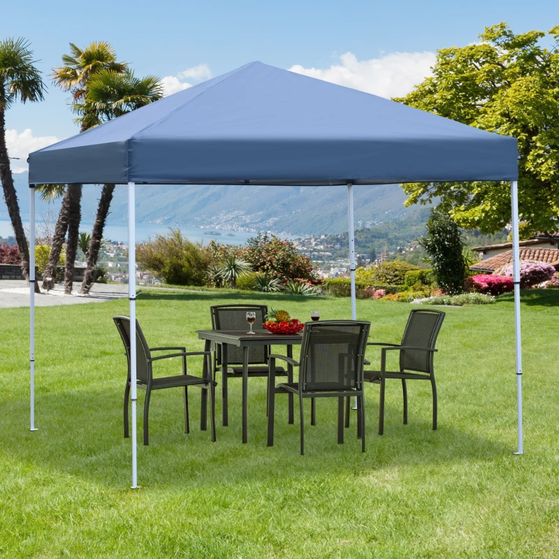 Outsunny Gazebo Pieghevole Impermeabile con Corde e Picchetti Rivestimento in Oxford 2.45 x 2.45 m Blu
