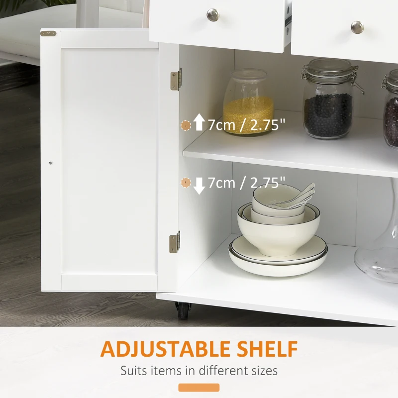 HOMCOM Carucior de bucatarie suport condimente cu 3 niveluri si 4 roti din MDF si PAL, 89x45x89.5cm, alb(m-5)