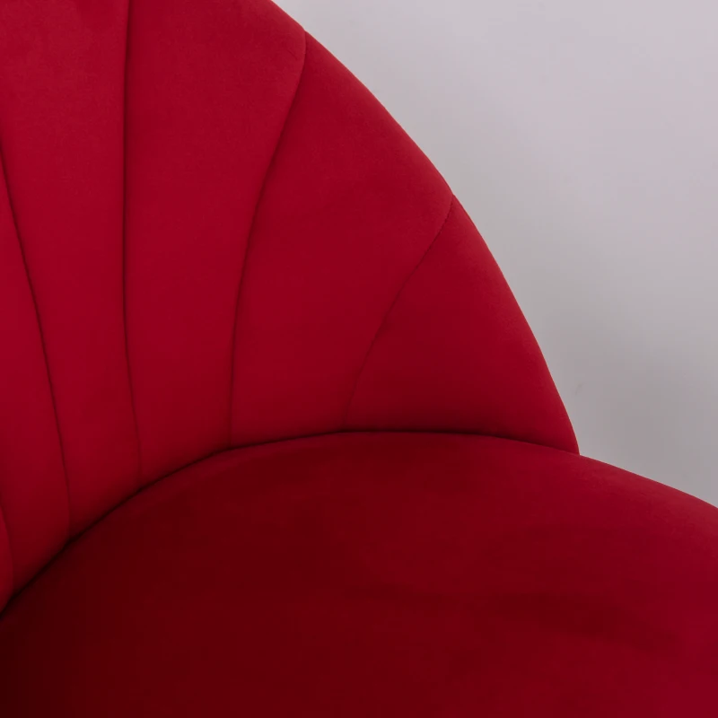 HOMCOM Set de 2 Scaune de Masa tapitate fara cotiere, spatar curbat rosu