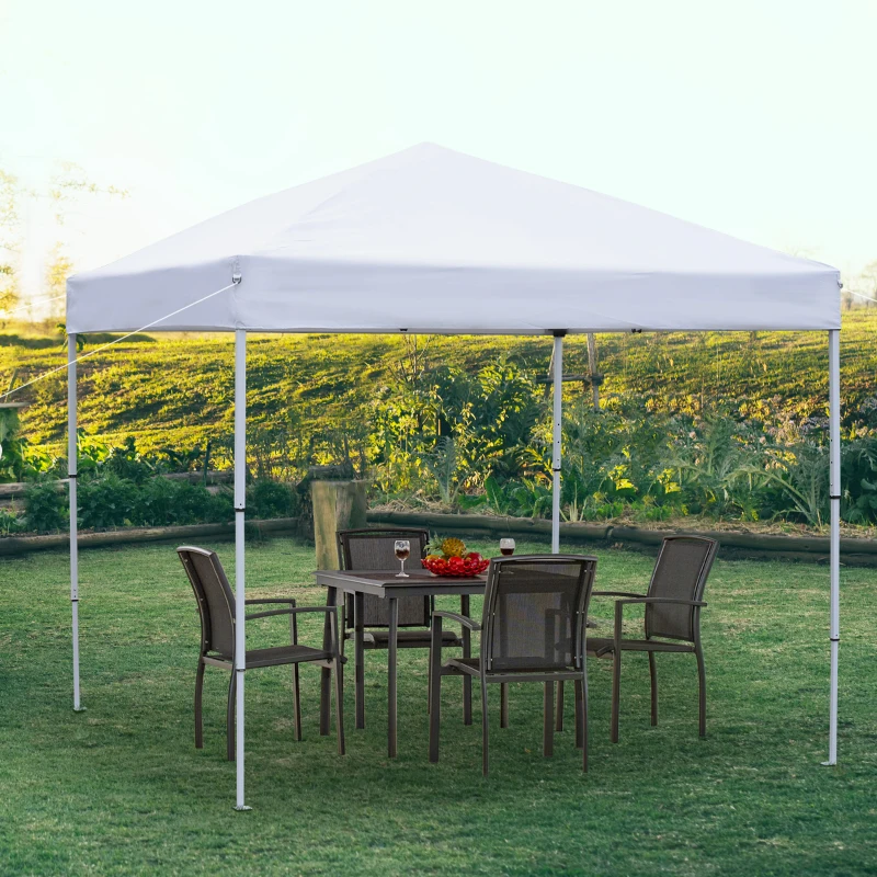 Outsunny Gazebo Pieghevole Impermeabile con Corde e Picchetti Rivestimento in Oxford 2.45 x 2.45 m Bianco