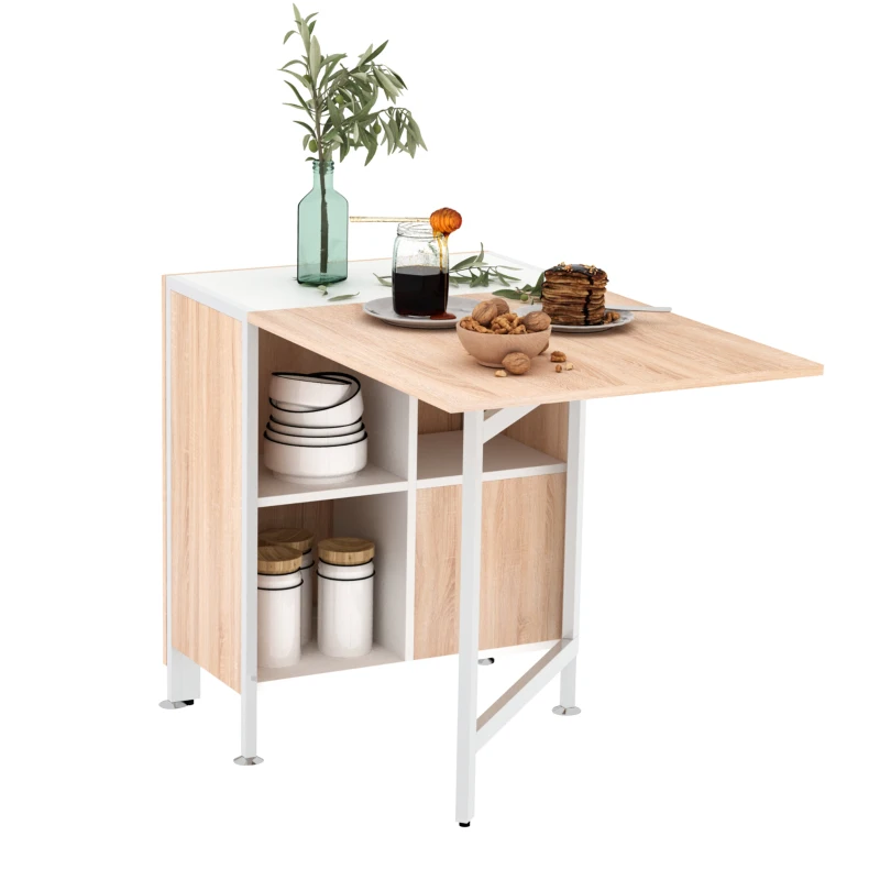 Homcom Birou 169×62×75 cm – Stejar & Alb cu 4 Compartimente Functionale(m-14)