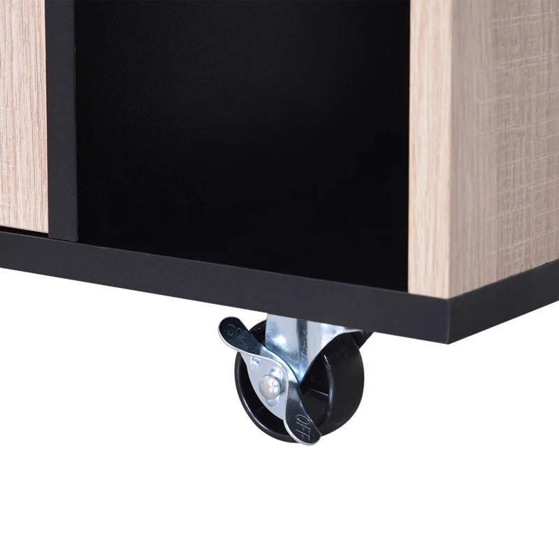 Homcom Dulapior Bucatarie cu Roti – Stejar & Negru, 76.5×40×82 cm