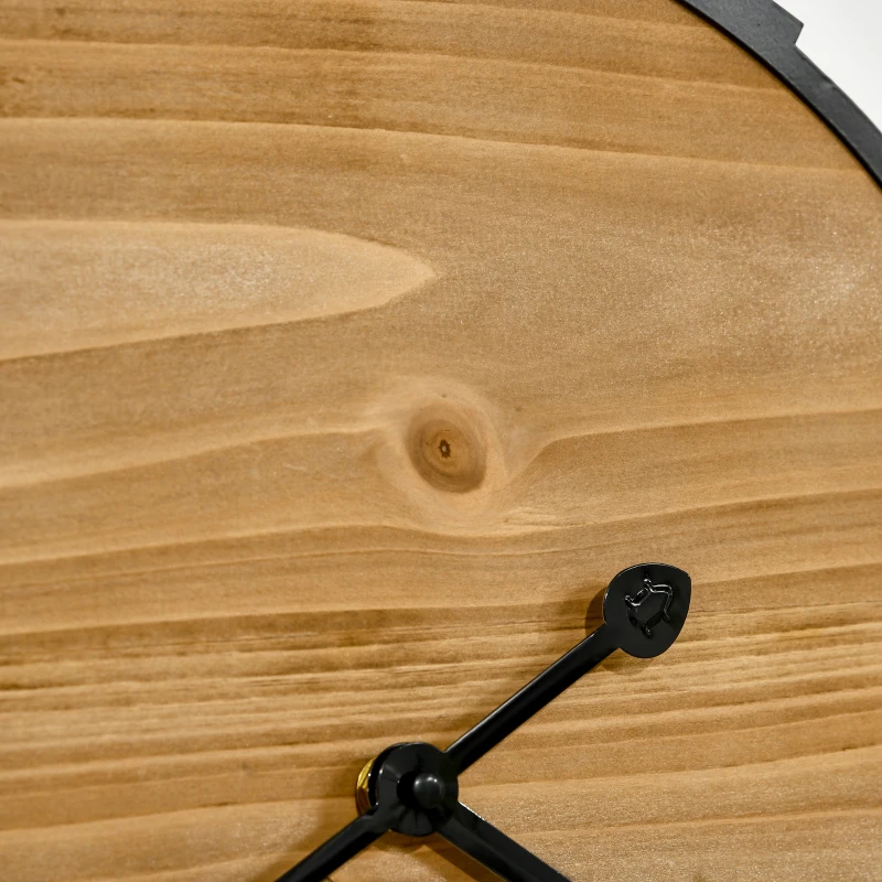 HOMCOM Wanduhr Vintage-Design 60 cm Durchmesser, mit römischen Zahlen, geräuschlos 60 cm x 60 cm x 4 cm Schwarz Natur