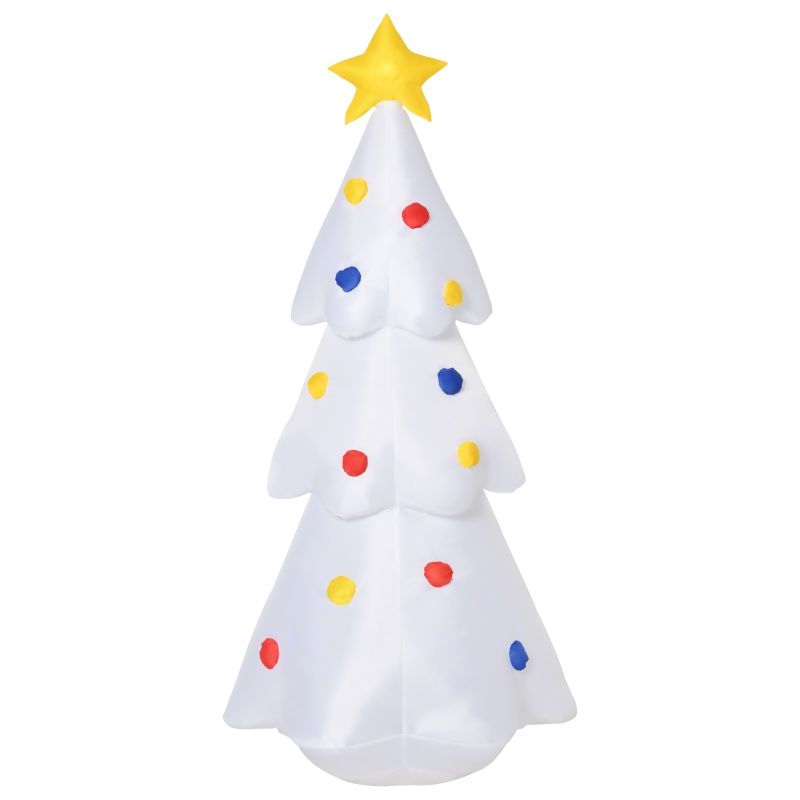 HOMCOM Árvore de Natal Inflável 158cm de Altura com Luzes LED e Inflador Decoração de Natal para Interiores Exteriores 67x61x158cm Branco