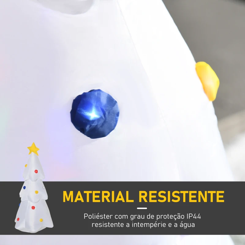 HOMCOM Árvore de Natal Inflável 122cm de Altura com Luzes LED e Inflador Decoração de Natal para Interiores Exteriores 60x51x122cm Branco