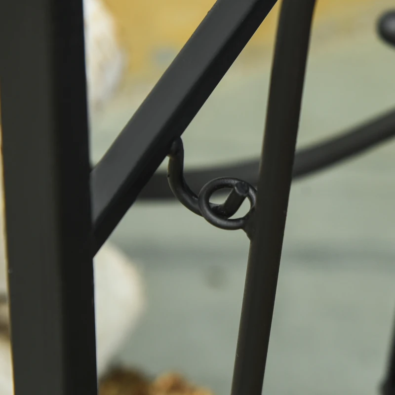 Outsunny Suporte para Lenha de 2 Níveis Porta Lenha Exterior e Interior Metálico com 4 Ferramentas para Lareira Carga Máx. 70kg 44,5x29,x73 cm Preto