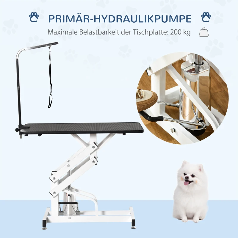 PawHut Hydraulische trimtafel tafel voor het trimmen incl. trimarm hondenverzorging, lichaamsverzorging