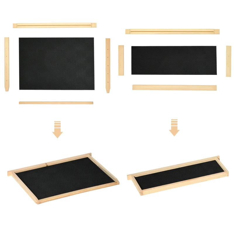 Outsunny Bienenbeute Bienenstock mit 20 Rähmchen aus Massivholz inklusive Gehäuse Imkereibedarf Natur 58,2 x 48 x 56,6 cm