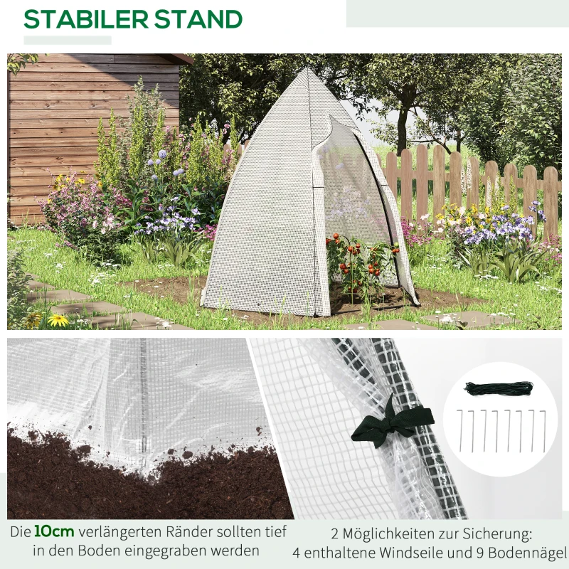 Outsunny Mini Kas Overwintertent met Roldeur Wit 160x138x180cm