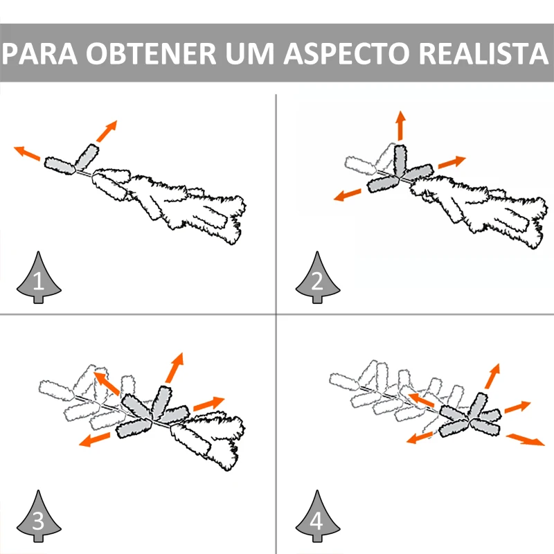HOMCOM Árvore de Natal 210cm Árvore de Natal Artificial com 505 Ramos e Suporte Metálico Ø90x210cm Verde