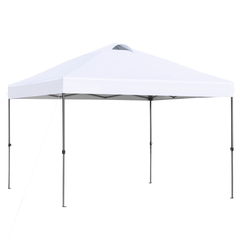 Outsunny Garten-Pavillon Faltpavillon Pop-up Festzelt Gartenzelt inkl. Heringe Abspannseile Oxford Weiß 2,95 x 2,95 x 2,64 m