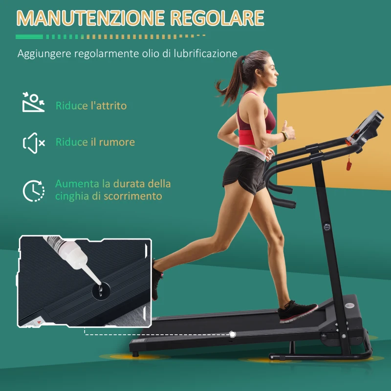 HOMCOM Tapis Roulant Elettrico Pieghevole Salvaspazio, Tapis Roulant Professionale con Schermo LCD, per Casa e Ufficio, 560W Velocità Max 10km