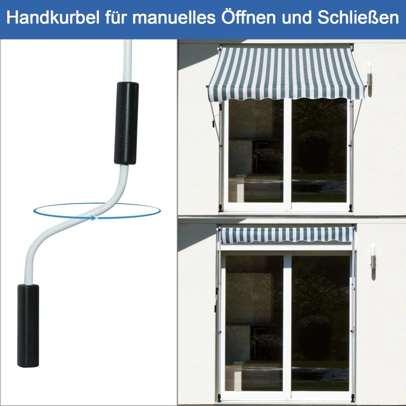 Outsunny Luifel vouwarm knikarmluifel zonwering handslinger balkon Alu 2 x 1,5 m Groen
