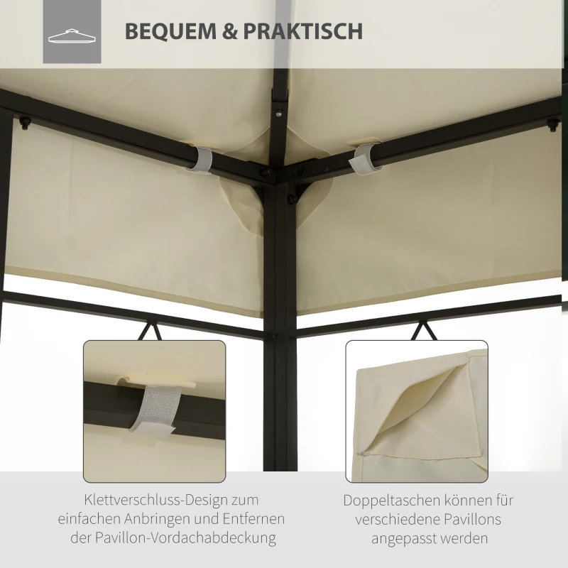 Outsunny Baldachim do metalowego pawilonu ogrodowego 4 x 3, namiot imprezowy, dach, kremowy