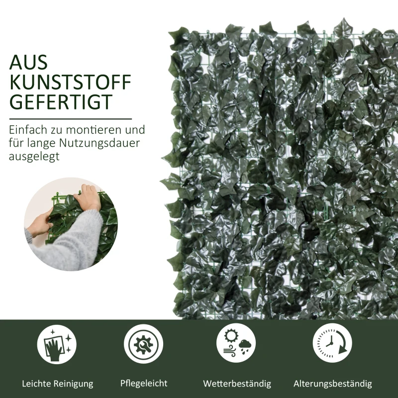 Outsunny Kunsthaag wanddecoratie privacyhaag planten haag donkergroen