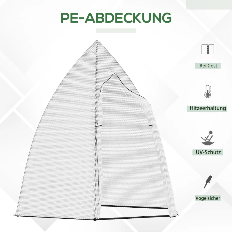 Outsunny Mini Kas Overwintertent met Roldeur Wit 160x138x180cm