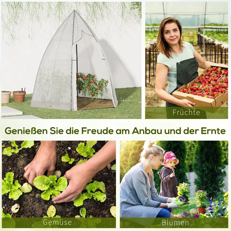 Outsunny Mini Kas Overwintertent met Roldeur Wit 160x138x180cm