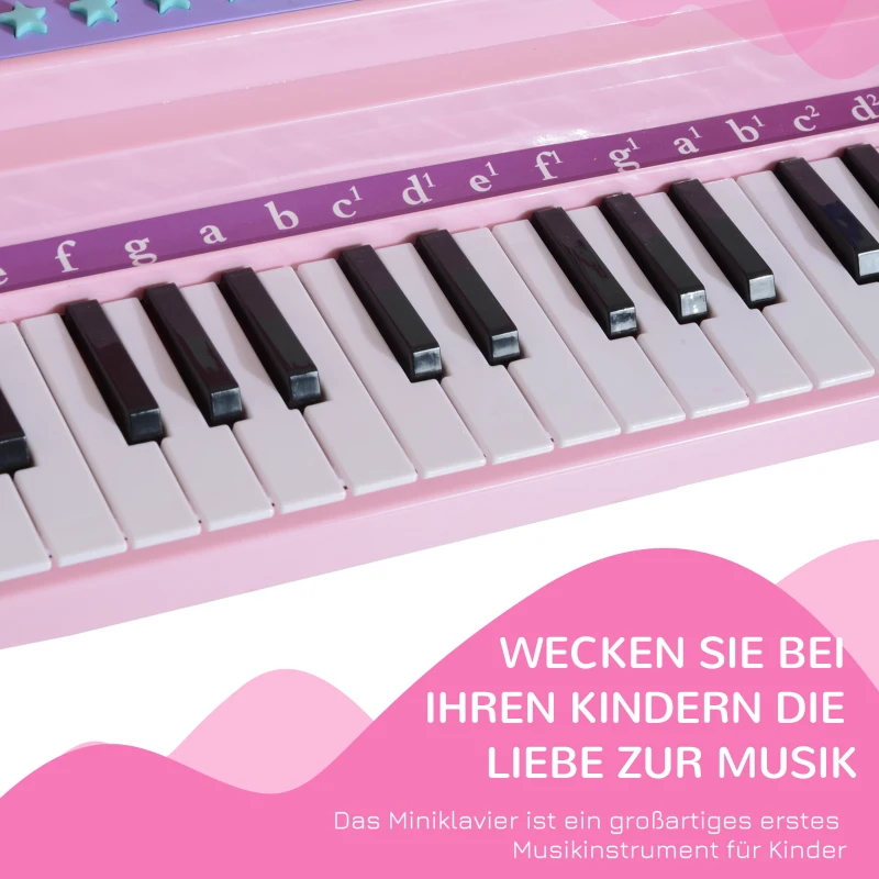HOMCOM Kinderpiano piano keyboard muziekinstrument MP3 USB 37 toetsen met kruk(m-6)