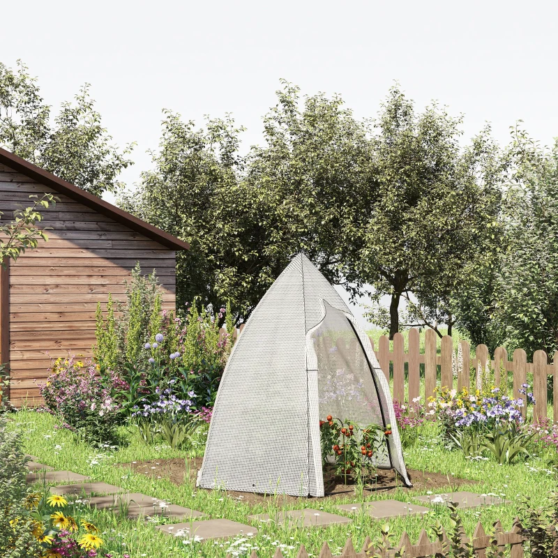 Outsunny Mini Kas Overwintertent met Roldeur Wit 160x138x180cm