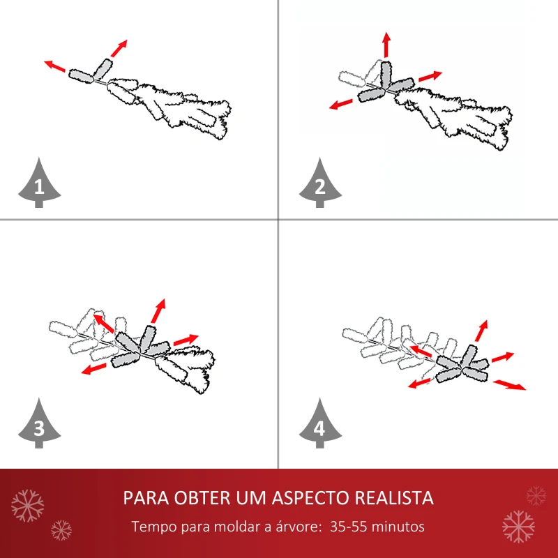 HOMCOM Árvore de Natal Artificial 150cm com 680 Ramos de PVC 48 Decorações Incluidas Decoração de Natal Φ85x150cm Branco