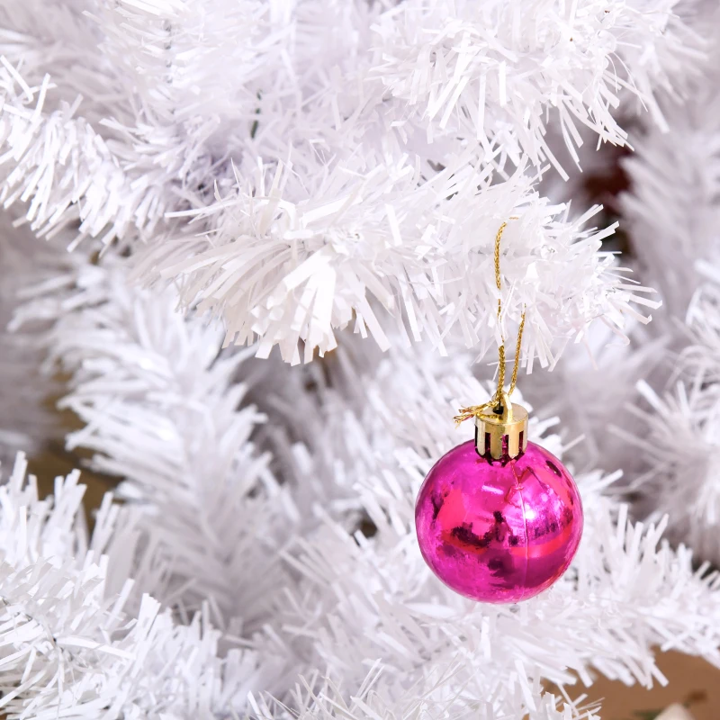 HOMCOM Árvore de Natal Artificial 150cm com 680 Ramos de PVC 48 Decorações Incluidas Decoração de Natal Φ85x150cm Branco