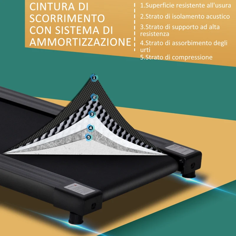 HOMCOM Tapis Roulant Elettrico Pieghevole Salvaspazio, Tapis Roulant Professionale con Schermo LCD, per Casa e Ufficio, 560W Velocità Max 10km