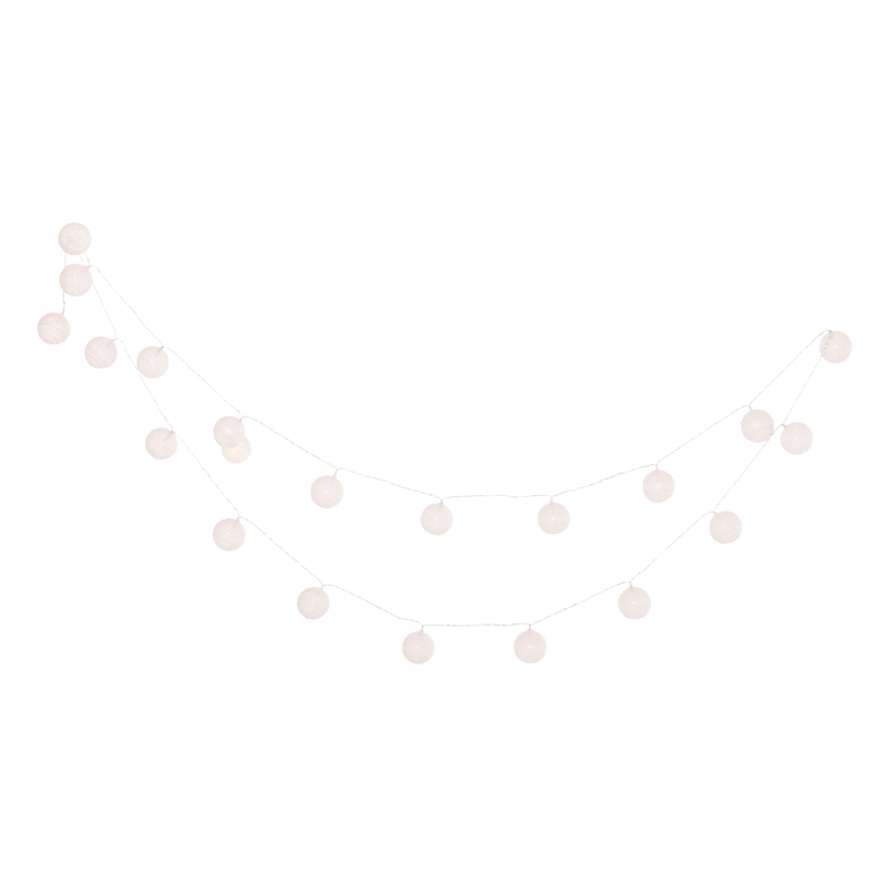 Outsunny 4 Grinaldas de Luzes LED de 5,3m com 20 Bolas com Ecrã de Algodão Luzes Branco Quente para Decoração de Interiores e Exteriores