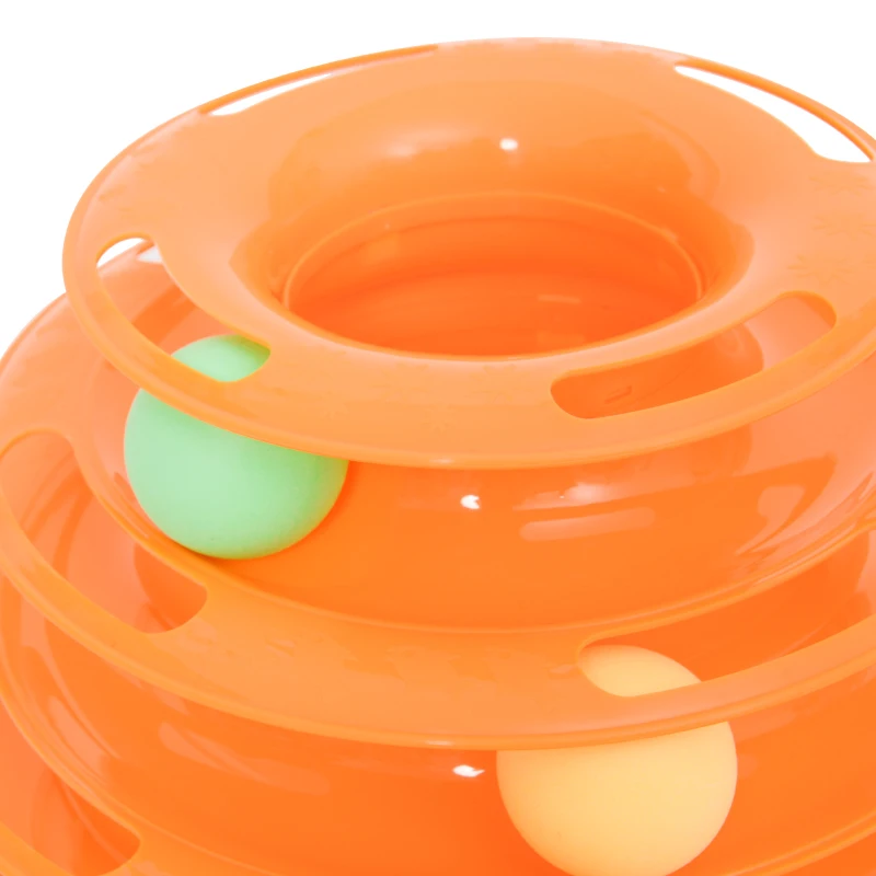 PawHut kattenspeeloren rotonde met ballen speelgoed ballenbaan 3 niveaus 2 kleuren