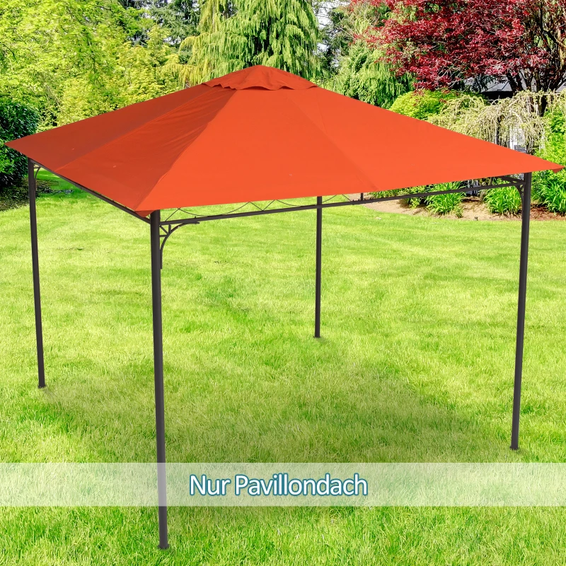 Outsunny partytentdak, vervangend dak voor partytent, partytentafdekking, polyester bescherming tegen de zon, oranje, 3 x 3 m
