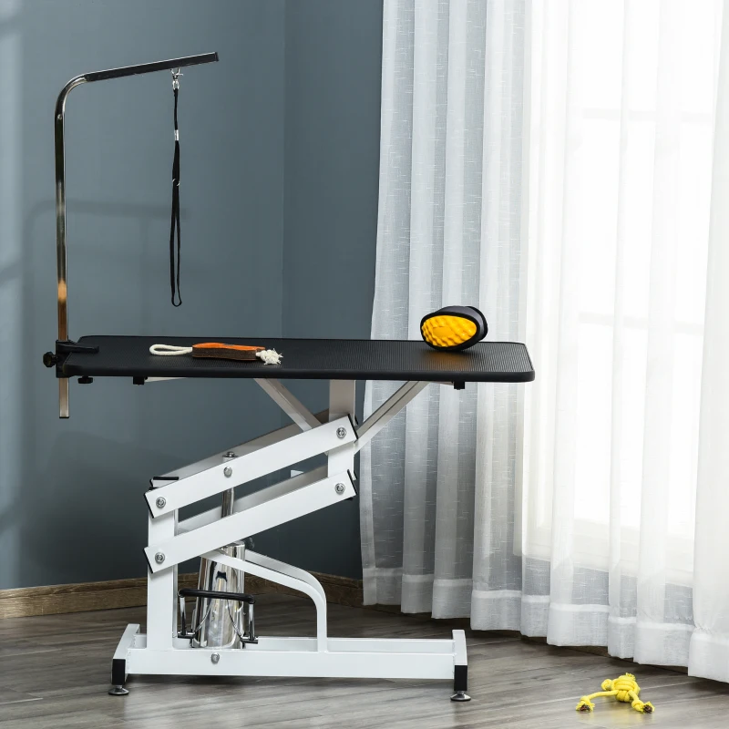 Hydrauliczny stół trymerski stół groomerski z pałąkiem ze smyczą pielęgnacja psów pielęgnacja ciała