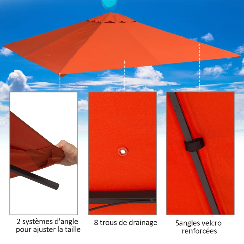 Outsunny partytentdak, vervangend dak voor partytent, partytentafdekking, polyester bescherming tegen de zon, oranje, 3 x 3 m