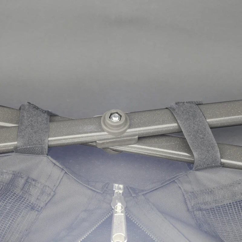 Outsunny Pavillon Faltpavillon mit LED Solar Lichterkette USB-Ladeanschluss Pop-Up-Pavillon 3,3 x 3,3 m Gartenpavillon inkl. Tasche atmungsaktivem Dach Oxford Mesh Grau