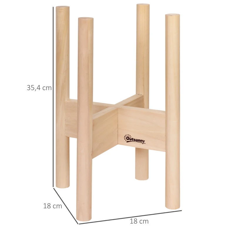 Set van 2 plantenstandaards voor buiten massief dennenhout natuurlijke kleur 18 x 18 x 35,4 cm