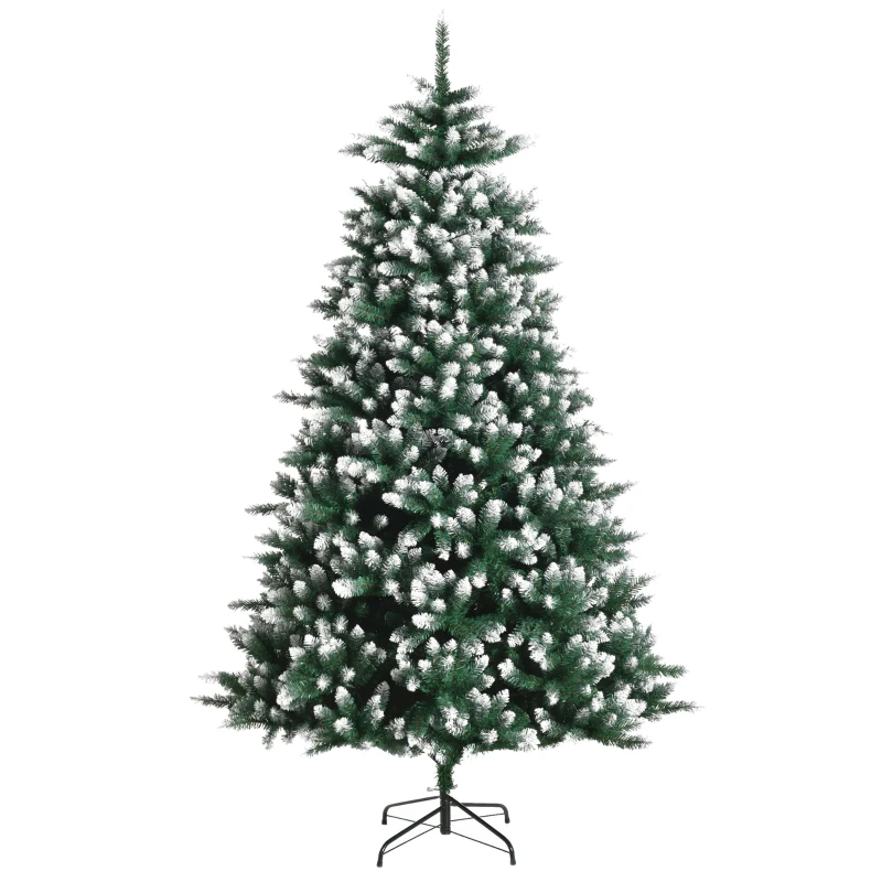 HOMCOM Árvore de natal de 210 cm 2012ramos com Suporte Metálico Árvore de Natal de ponta branca artificial Realista para interiores Φ130x210 cm