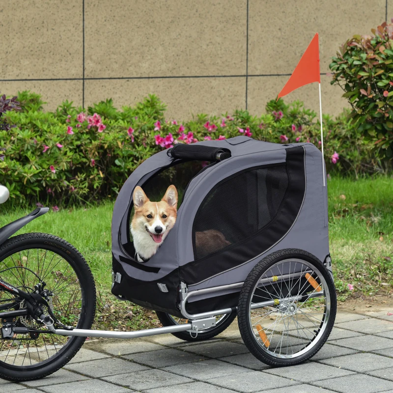 PawHut Dog Bike Trailer 2-in-1 Pet Trolley Stroller Cart Bicycle