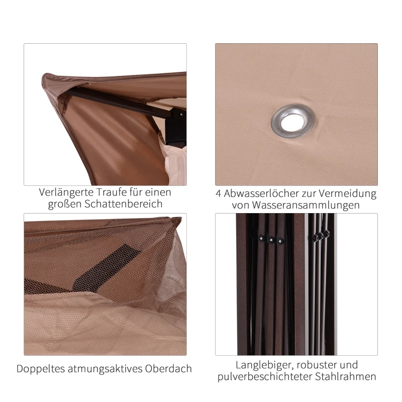 Outsunny PAWILON SKŁADANY NAMIOT OGRODOWY  3,25 X 3,25 X 2,95 M kolor khaki