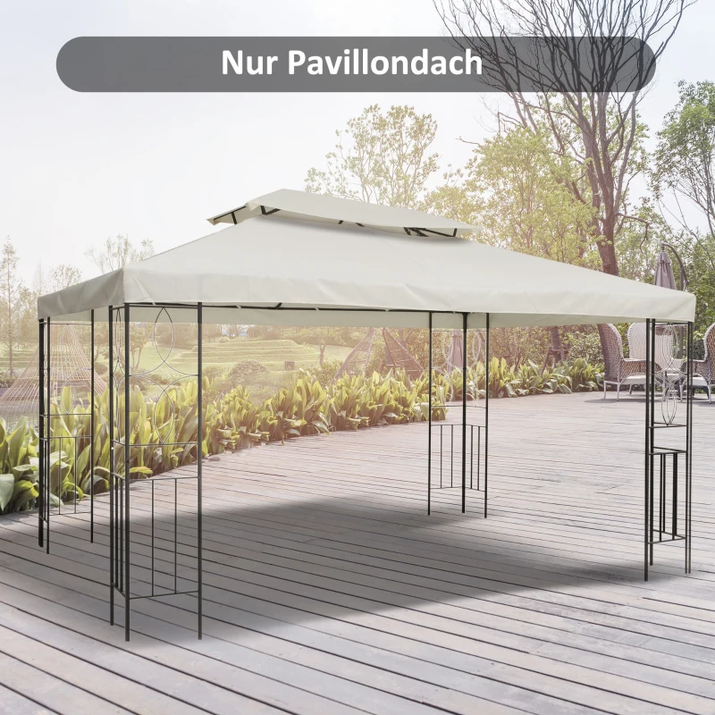 Outsunny Baldachim do metalowego pawilonu ogrodowego 4 x 3, namiot imprezowy, dach, kremowy