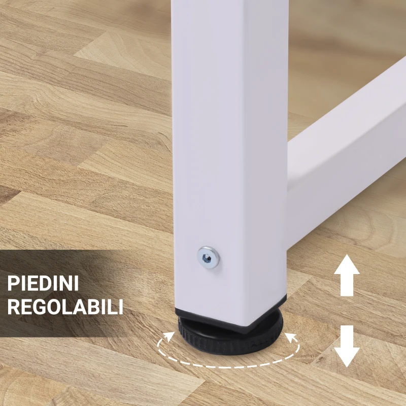 HOMCOM Scrivania Moderna per Computer con Gambe Regolabili e Struttura in MDF e Metallo, Tavolo da Pranzo 120x60x76 cm, Bianco e color Legno