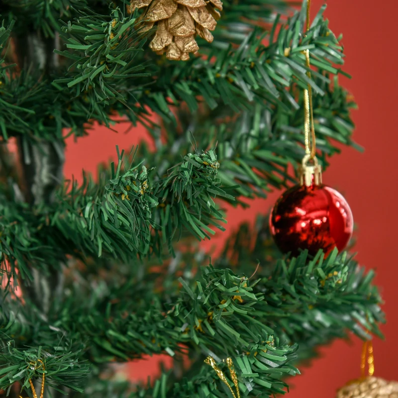 HOMCOM Árvore de Natal Artificial 180cm Ignífugo com 624 Ramos 48 Decorações Folhas de PVC e Suporte Metálico Verde