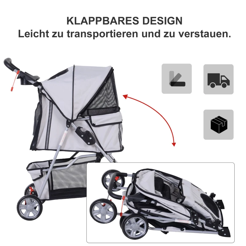 Wózek spacerowy dla psa kota szary PawHut