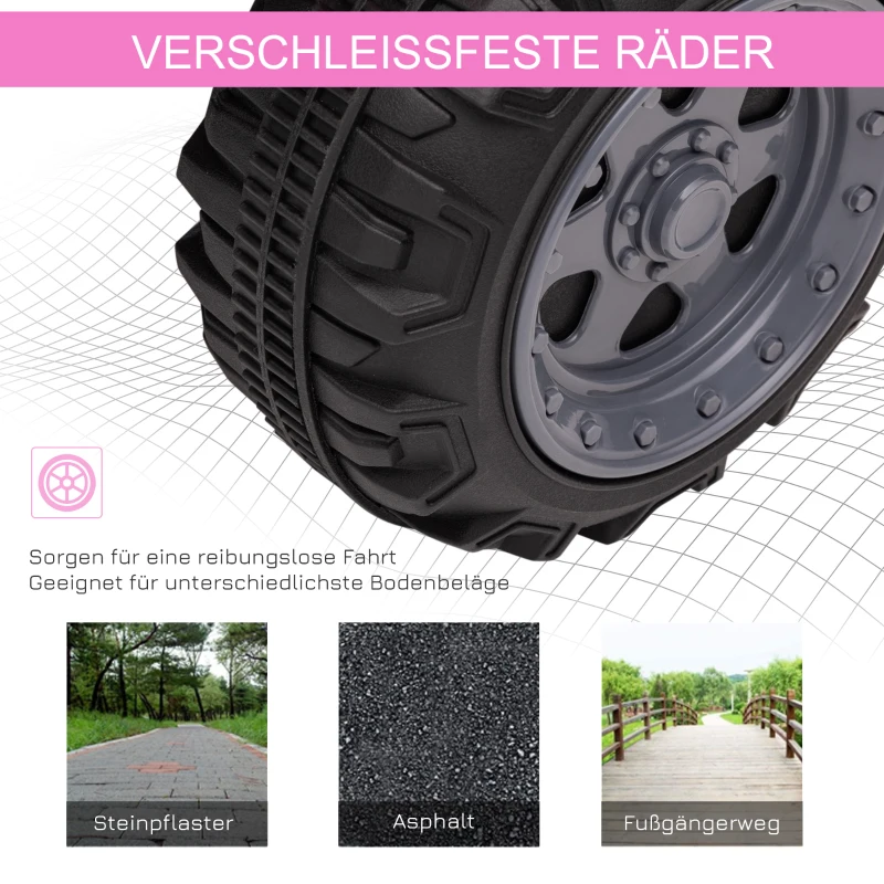 HOMCOM mini elektrische quad kinderen elektrische ATV kinderwagen LED koplamp kindervoertuig kindermotorfiets elektrische quad voor 18-36 maanden kinderen metaal PP kunststof roze 66 x 44 x 42 cm(m-7)