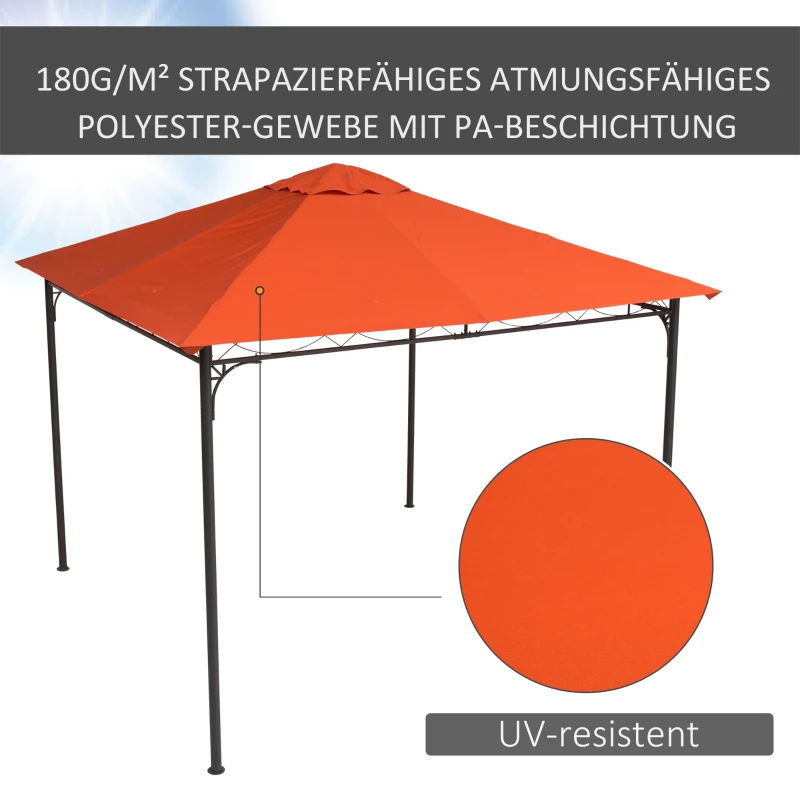 Outsunny partytentdak, vervangend dak voor partytent, partytentafdekking, polyester bescherming tegen de zon, oranje, 3 x 3 m
