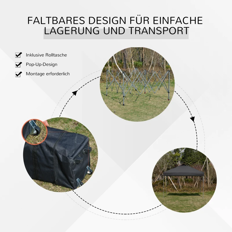 Pawilon ogrodowy składany pawilon rozkładany namiot ogrodowy ze śledziami czarny