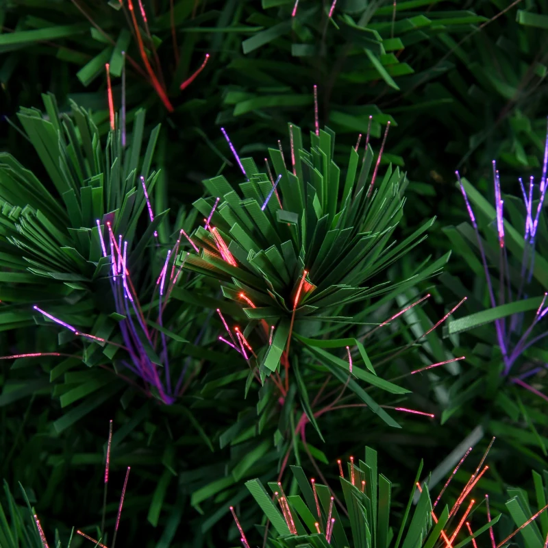 HOMCOM Árvore de Natal Artificial 150 cm Árvore de Natal com 180 Ramos 21 Luzes LED e Fibra Óptica Decoração de Natal Ø60x150 cm Verde