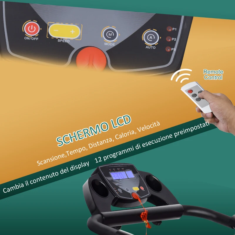 HOMCOM Tapis Roulant Elettrico Pieghevole Salvaspazio, Tapis Roulant Professionale con Schermo LCD, per Casa e Ufficio, 560W Velocità Max 10km