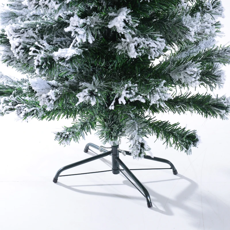 HOMCOM Árvore de Natal 180 cm Árvore de Natal Artificial com Aspecto Nevado Base de Metal 32 Luzes LED e 230 Ramos Ø82x180 cm Verde