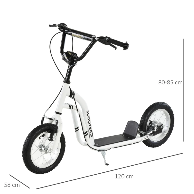 HOMCOM step kinderscooter scooter stadsscooter luchtbanden verstelbaar wit