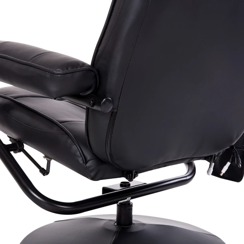 HOMCOM Fauteuil de Massage et Relaxation électrique pivotant inclinable avec Repose-Pied revêtement synthétique Noir